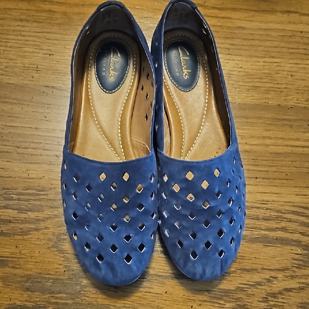 Clarks Women's Blue Suede Loafers